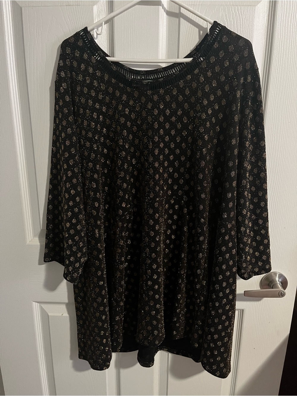 Catherines 3X Black Gold Metallic Dot Top
